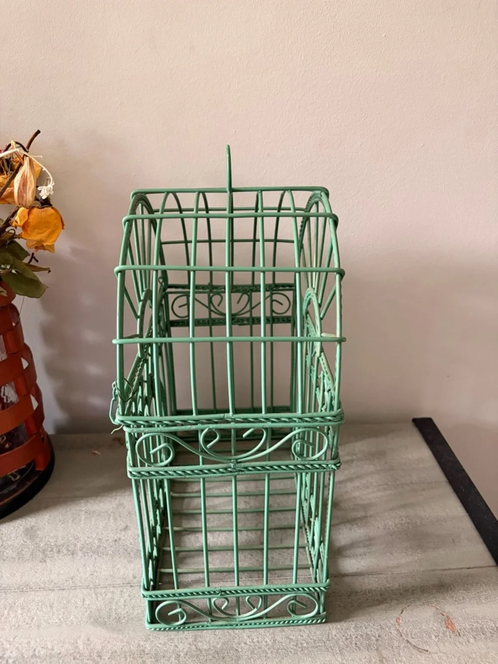Decorative Mint Green Metal Birdcage - Picture 3 of 6